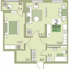 Квартира 61,4 м², 2-комнатная - изображение 2