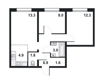 Квартира 51,8 м², 3-комнатная - изображение 1