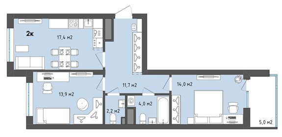 72,2 м², 2-комнатная квартира 9 671 912 ₽ - изображение 10