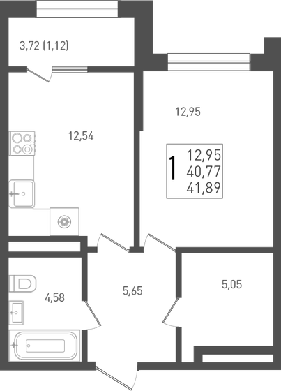 41,9 м², 1-комнатная квартира 5 738 930 ₽ - изображение 1