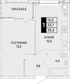 39,1 м², 1-комнатная квартира 4 500 000 ₽ - изображение 123