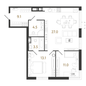 Квартира 68,2 м², 2-комнатная - изображение 1