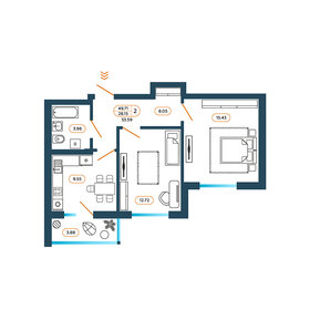 53,2 м², 2-комнатная квартира 5 769 440 ₽ - изображение 37