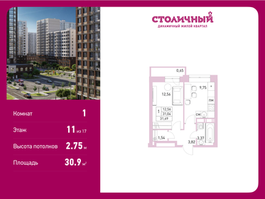 Квартира 30,9 м², 1-комнатная - изображение 1