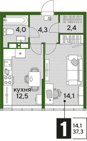 37,4 м², 1-комнатная квартира 7 446 341 ₽ - изображение 5