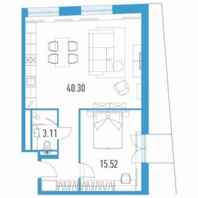 Квартира 58,9 м², 1-комнатные - изображение 1