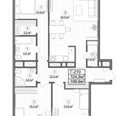 Квартира 106,6 м², 3-комнатные - изображение 2