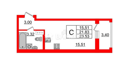 Квартира 25,2 м², студия - изображение 1