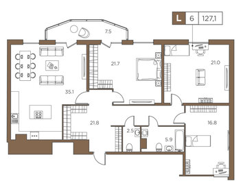 135,8 м², 3-комнатная квартира 45 590 000 ₽ - изображение 76