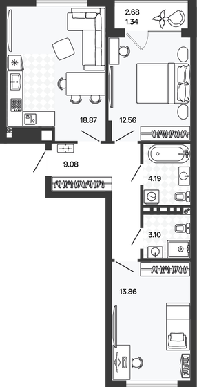 65,3 м², 2-комнатная квартира 13 980 620 ₽ - изображение 34