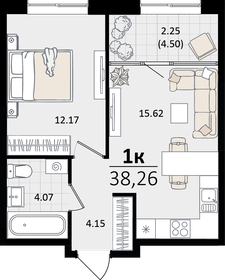 Квартира 38,3 м², 1-комнатная - изображение 1