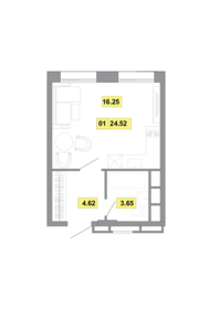 Квартира 24,5 м², 1-комнатная - изображение 1