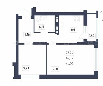 Квартира 47,5 м², 2-комнатная - изображение 2