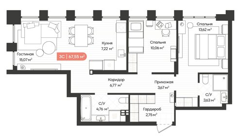 67,5 м², 4-комнатная квартира 6 200 000 ₽ - изображение 49