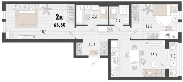 68,3 м², 2-комнатная квартира 15 715 830 ₽ - изображение 9