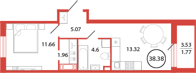 38,9 м², 1-комнатная квартира 7 111 881 ₽ - изображение 108