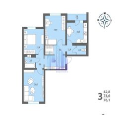 Квартира 76 м², 3-комнатная - изображение 3