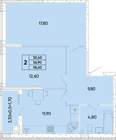 58,3 м², 2-комнатная квартира 6 879 400 ₽ - изображение 25