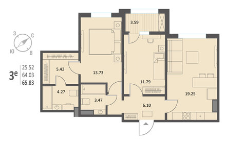 65,8 м², 2-комнатная квартира 8 426 240 ₽ - изображение 6