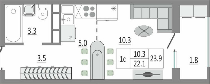 27 м², квартира-студия 2 690 000 ₽ - изображение 24