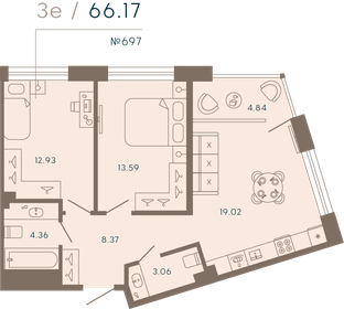 68,1 м², 2-комнатные апартаменты 68 430 568 ₽ - изображение 50