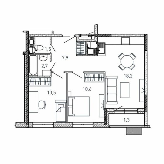 52,7 м², 2-комнатная квартира 9 433 300 ₽ - изображение 38