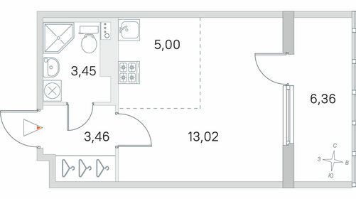 Квартира 28,1 м², студия - изображение 1