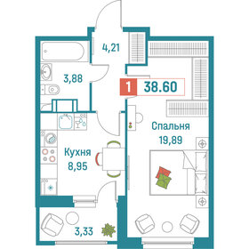 Квартира 38,6 м², 1-комнатная - изображение 1