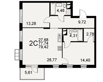 83,4 м², 2-комнатная квартира 13 892 949 ₽ - изображение 31