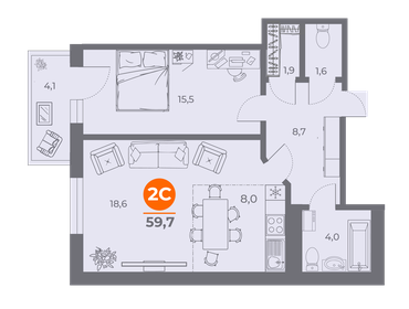 64,3 м², 3-комнатная квартира 4 880 000 ₽ - изображение 70