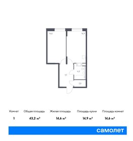 Квартира 43,2 м², 1-комнатная - изображение 1