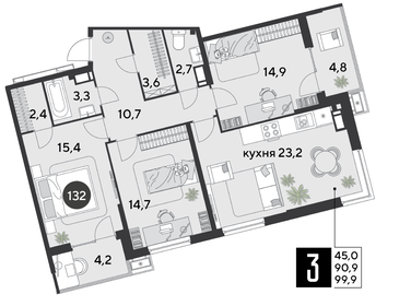 100,3 м², 3-комнатная квартира 14 031 970 ₽ - изображение 22