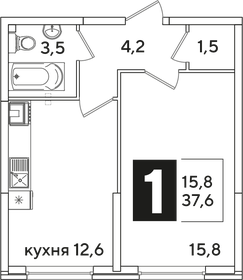 39,5 м², 1-комнатная квартира 5 500 000 ₽ - изображение 74