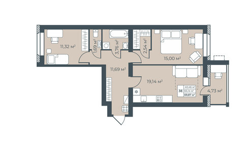 68,7 м², 3-комнатная квартира 5 151 346 ₽ - изображение 20