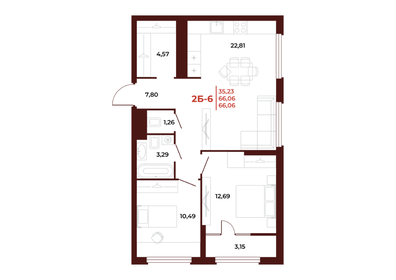 68,3 м², 3-комнатная квартира 3 900 000 ₽ - изображение 85