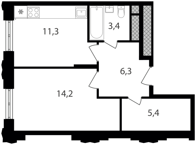 40,6 м², 1-комнатные апартаменты 10 754 940 ₽ - изображение 1