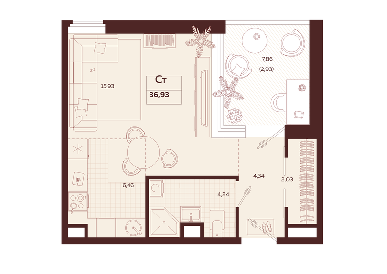 36,9 м², 1-комнатная квартира 19 020 000 ₽ - изображение 1