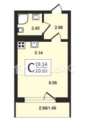 Квартира 22,1 м², студия - изображение 1