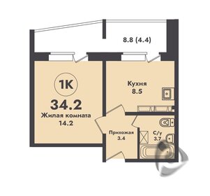 Квартира 34,2 м², 1-комнатная - изображение 3