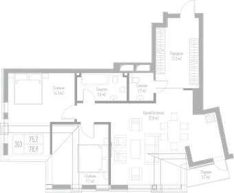 Квартира 78,2 м², 2-комнатная - изображение 1