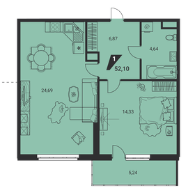 52,2 м², 1-комнатная квартира 7 741 720 ₽ - изображение 32