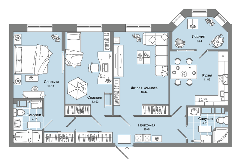 80 м², 3-комнатная квартира 14 468 079 ₽ - изображение 1