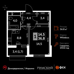 Квартира 36,8 м², 1-комнатная - изображение 1