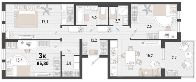 85,5 м², 3-комнатная квартира 22 033 350 ₽ - изображение 11