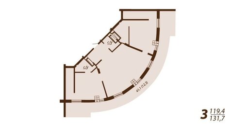 Квартира 131,6 м², 3-комнатная - изображение 4