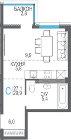 Квартира 29,9 м², студия - изображение 1