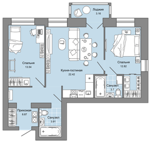 Квартира 66 м², 3-комнатная - изображение 1