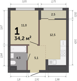 34,1 м², 1-комнатная квартира 3 900 000 ₽ - изображение 66
