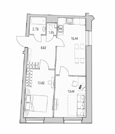 55,2 м², 2-комнатная квартира 11 115 000 ₽ - изображение 1