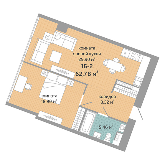 74,3 м², 2-комнатная квартира 18 298 000 ₽ - изображение 23